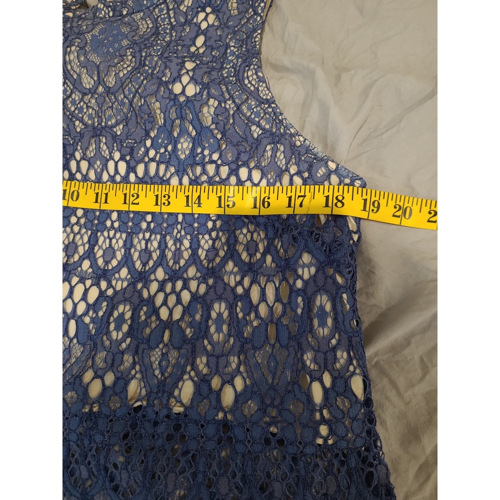Anthropologie Seen Worn Kept‎ Lace tank blue regal dainty feminine Women SZ 8 - Picture 10 of 12